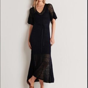 Boden pointelle blue knit midi dress